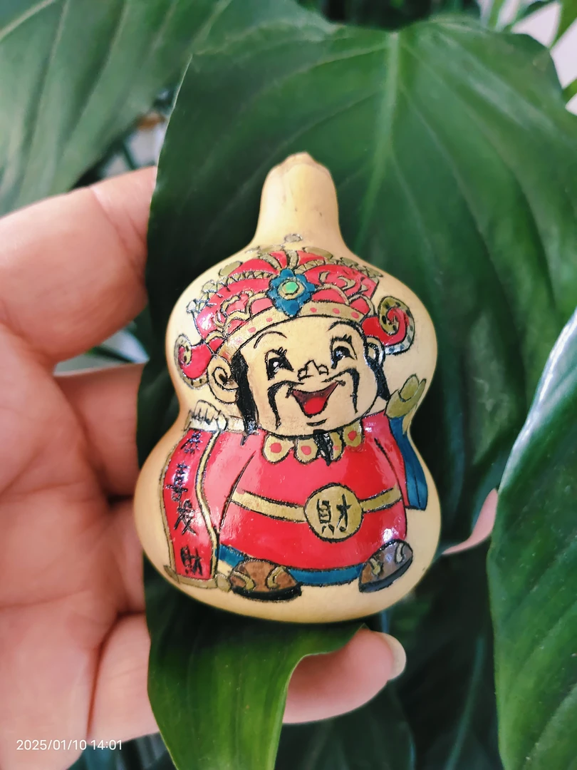 纯手工墨刻彩绘葫芦恭喜发财财神冰箱贴（直播间专用链接）
