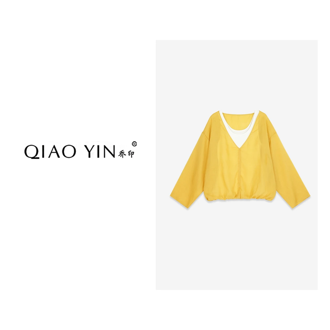 QIAO YIN"小衫“夏季大码衬衫宽松时尚简约上衣QY27849
