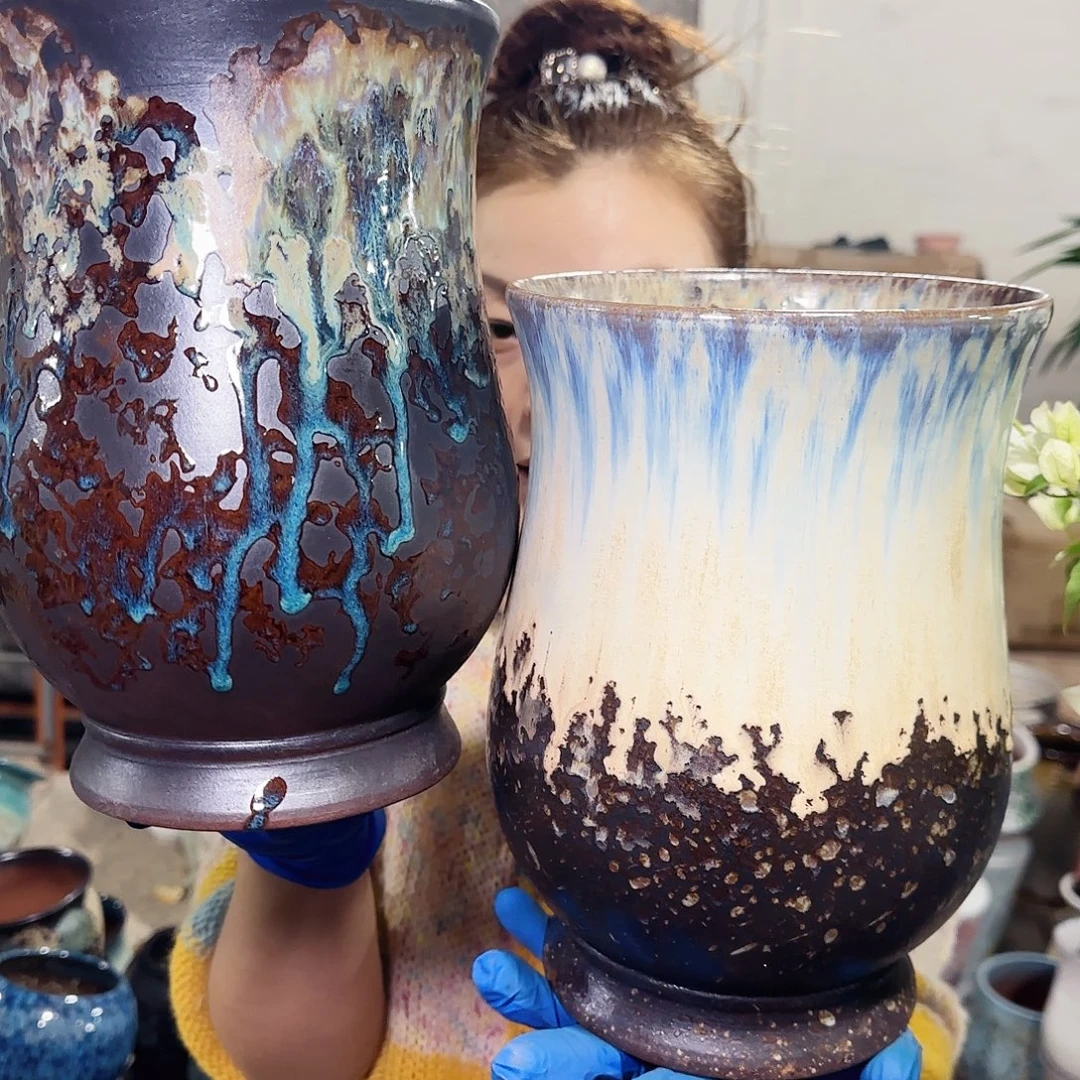 紫砂花盆高25口17