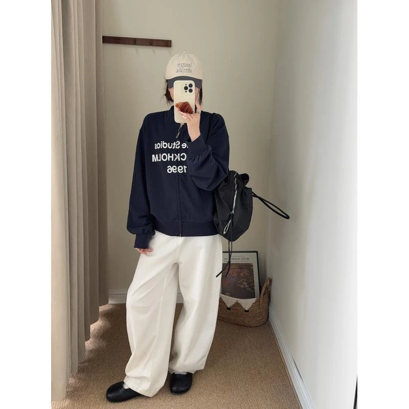 复古休闲字母秋季新款韩系宽松时尚百搭慵懒风卫衣外套-25921