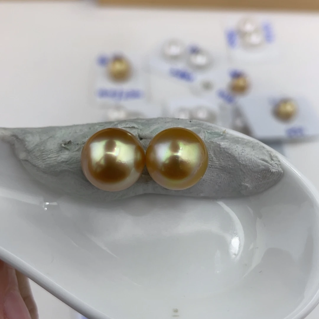未镶嵌海水珍珠裸珠炫彩金珠11-12mm