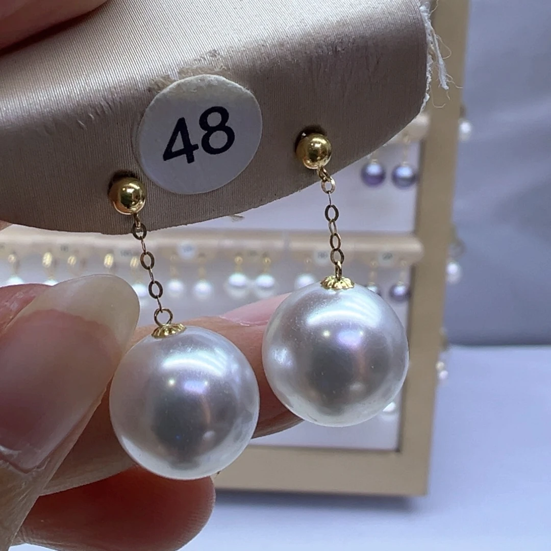 18K金镶嵌淡水珍珠耳饰
