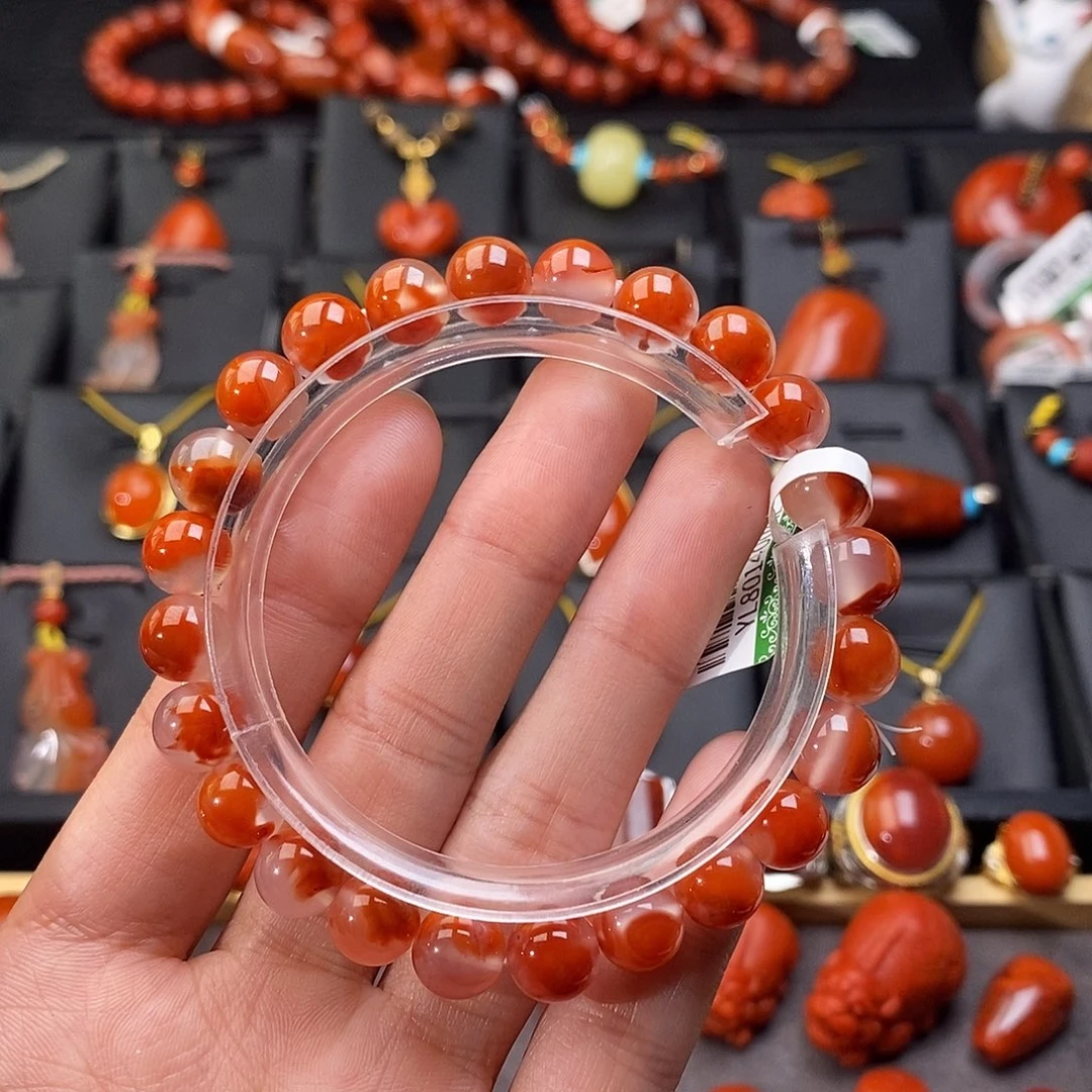 南红玛瑙未镶嵌四川凉山冰飘手串8.2mm