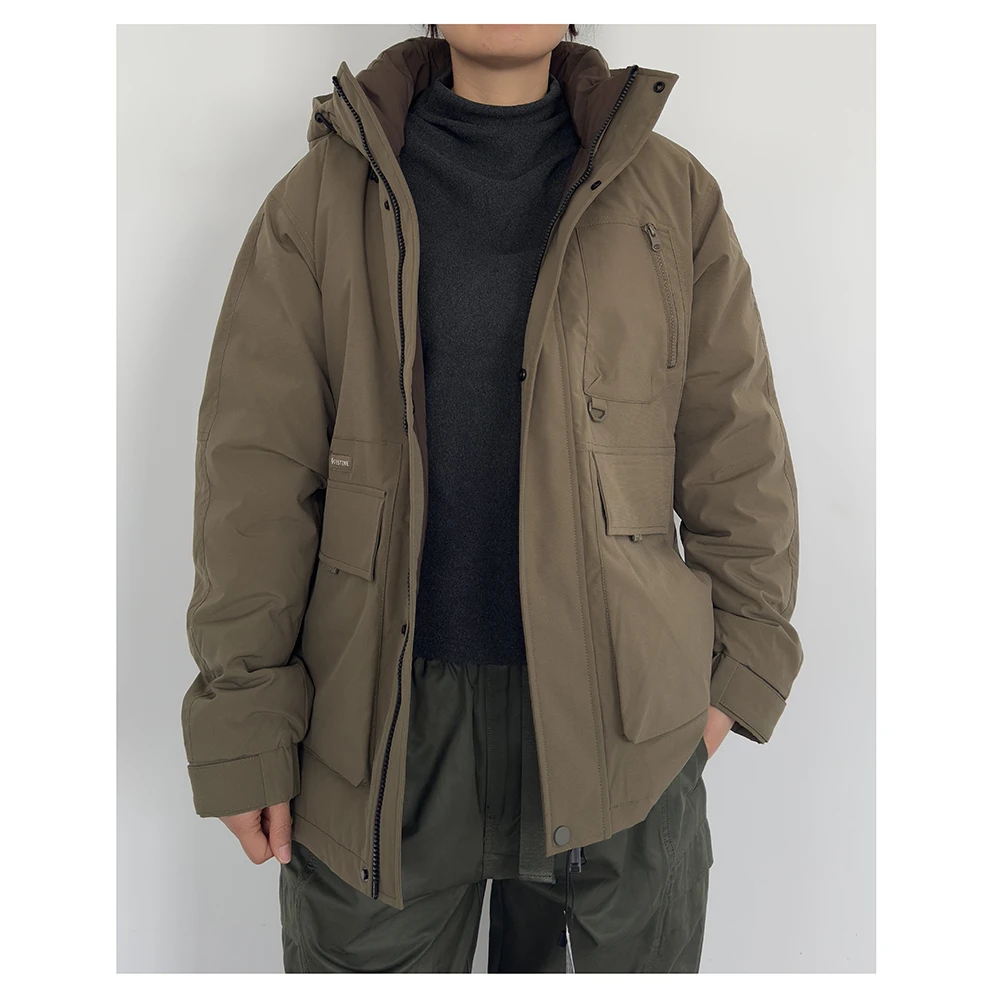 P8801冬季新款休闲宽松连帽拉链开衫大口袋男士羽绒外套