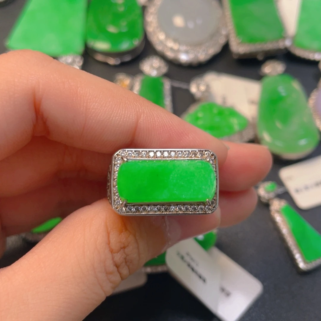 翡翠银S925镶嵌吊坠(不含链)