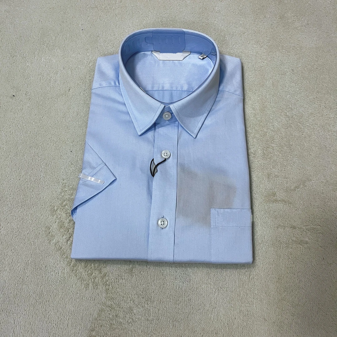 男款蓝色商务休闲衬衫-001