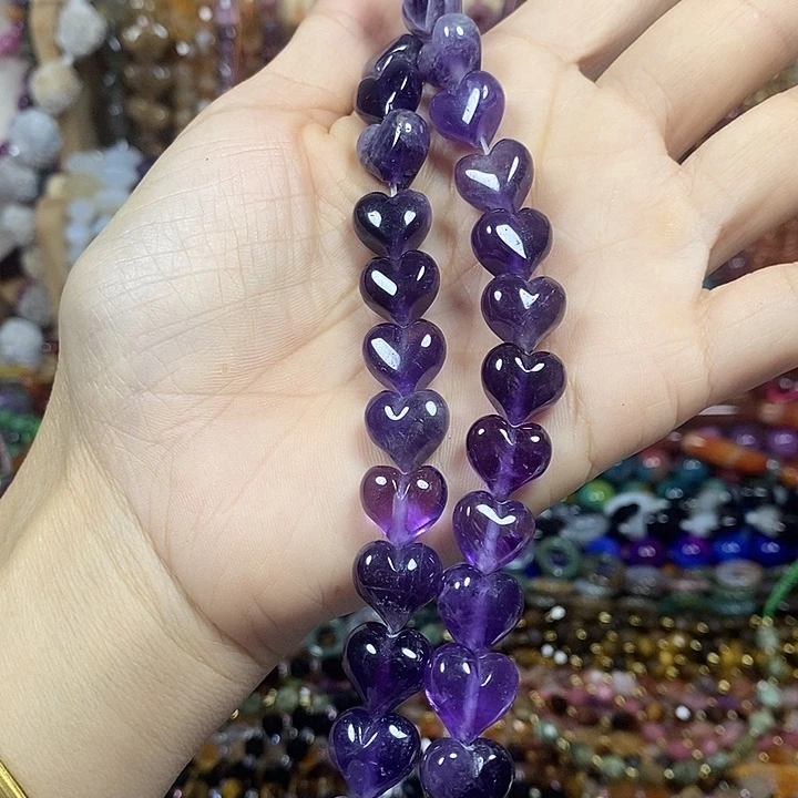 玛瑙/玉髓未镶嵌珠宝半成品天然紫水晶屁桃卡12mm15颗