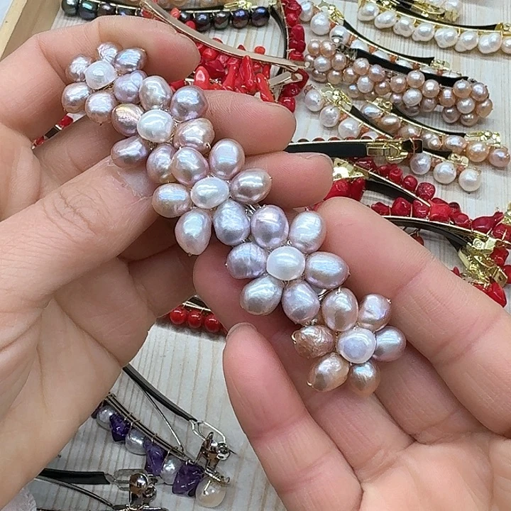 淡水珍珠发饰银S925镶嵌