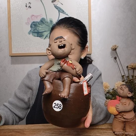 紫砂不规则童趣系列作品笔筒收纳花器