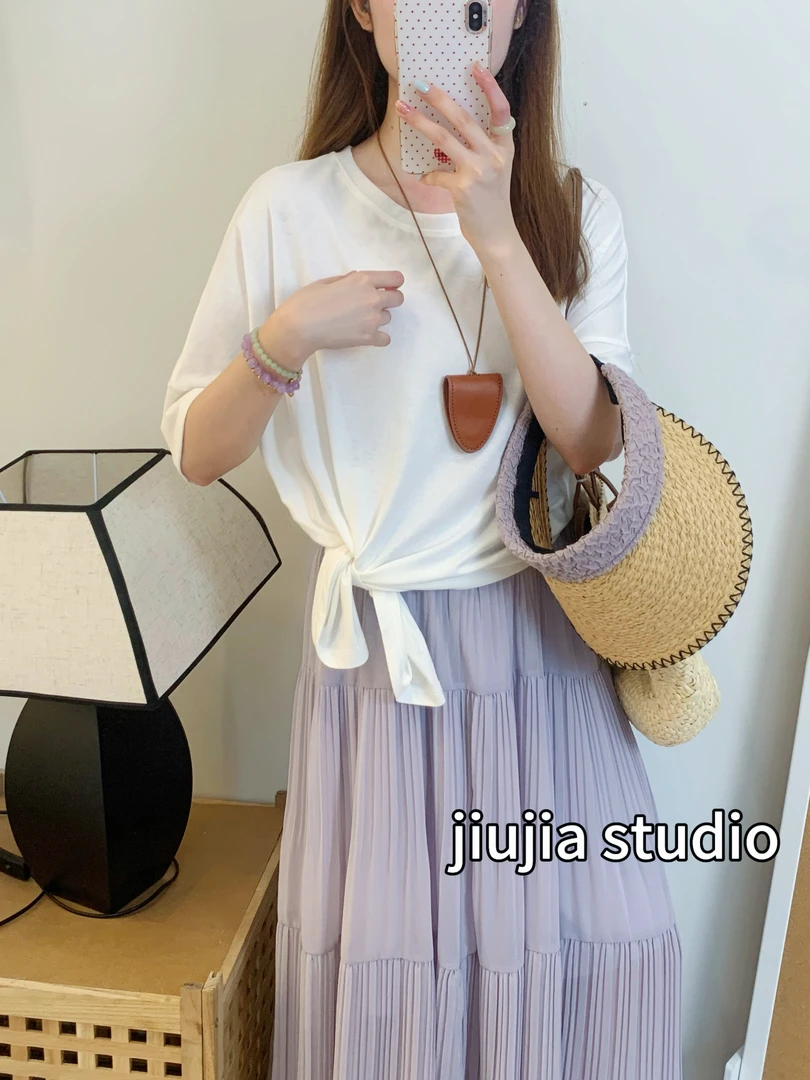 九佳 ~【几何美学】薄款休闲显瘦百搭内搭时尚打底衫短袖T恤