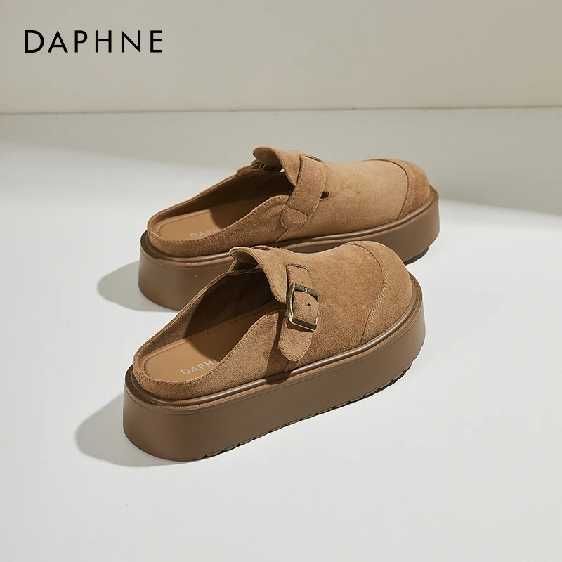 达芙妮复古包头拖女2025春夏新款懒人一脚蹬厚底显瘦外穿勃肯鞋子