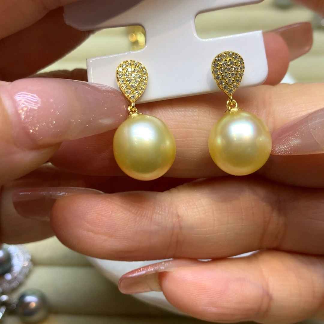 银S925镶嵌耳饰海水珍珠