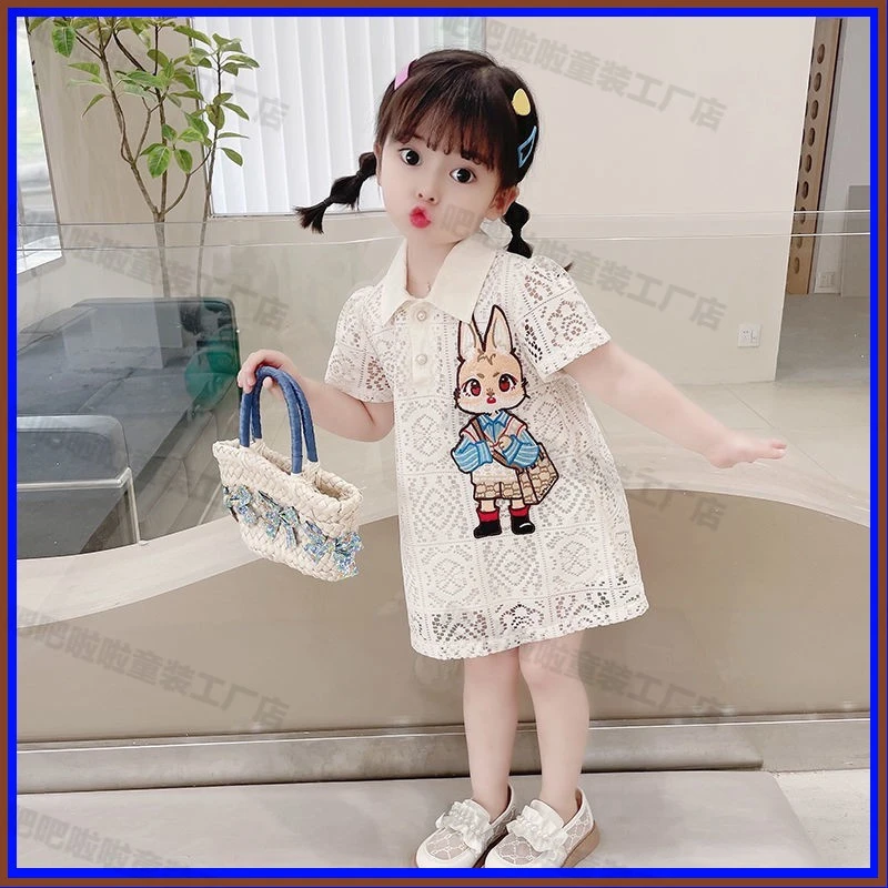 新款女童夏季连衣裙儿童刺绣蕾丝裙子可爱女孩夏装女宝宝休闲上衣