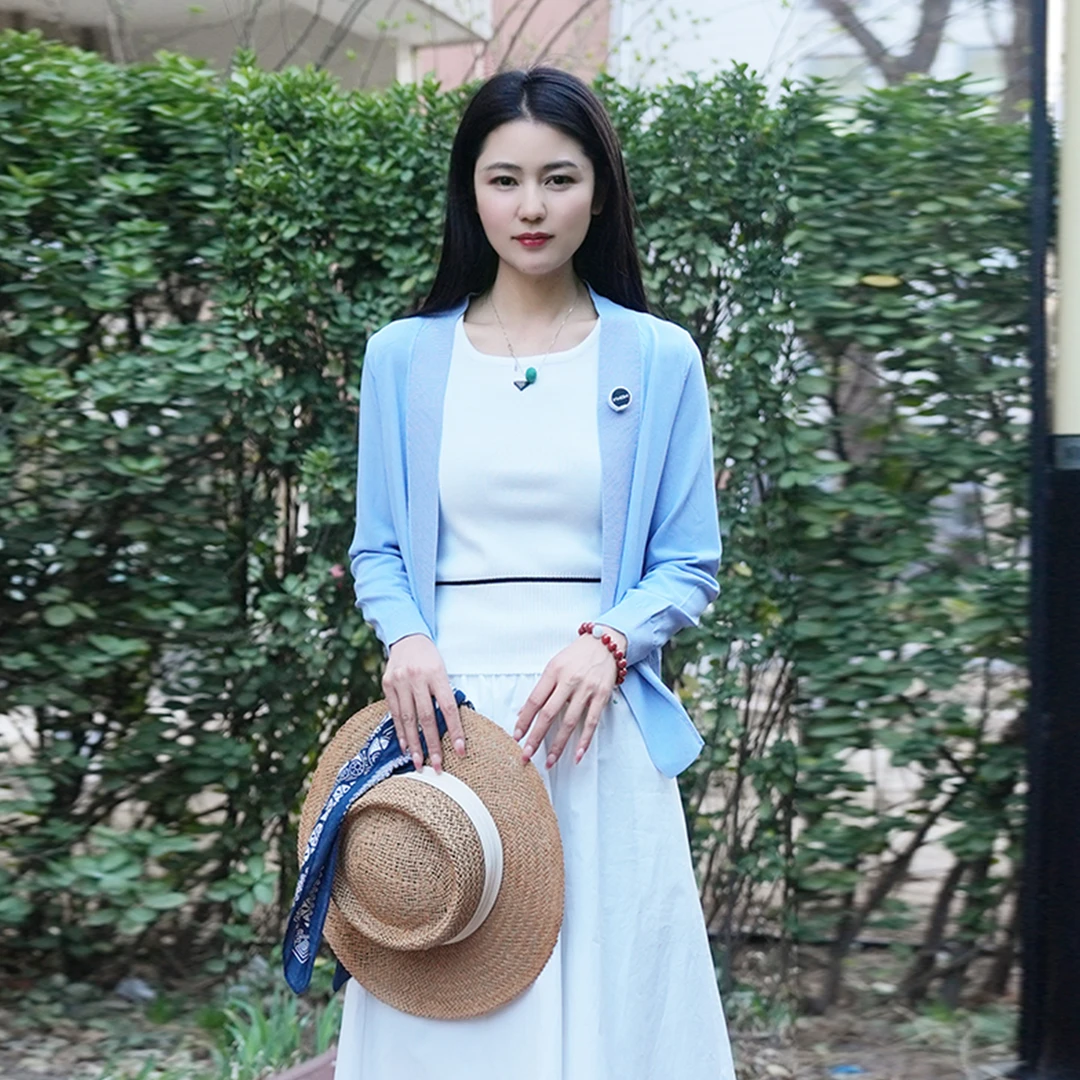 浒城古娘春夏舒适休闲小衫百搭时尚女士开衫针织外套上衣WG252047