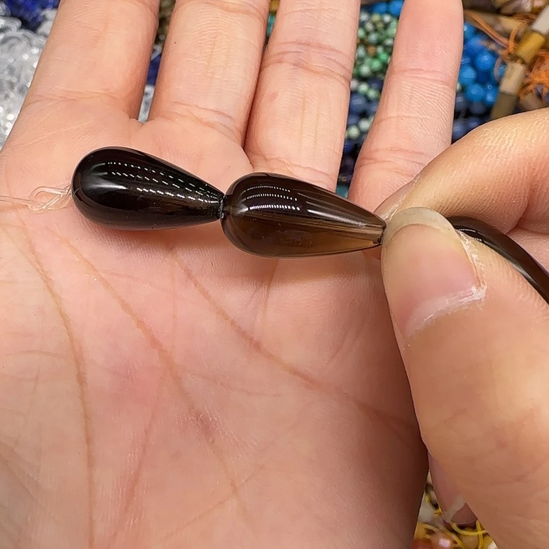 玛瑙/玉髓合金珠宝半成品茶晶水晶水滴10-20mm2颗03