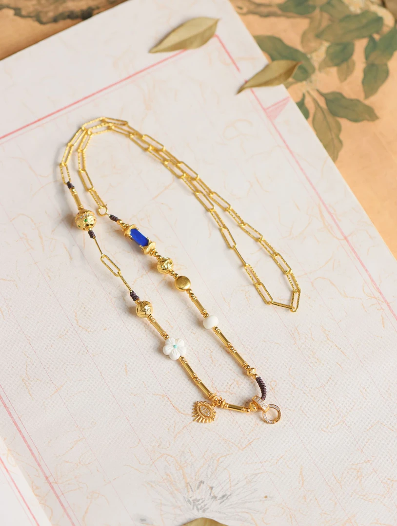 链子925银 S925银镀金国潮国风手工DIY送礼女款毛衣链项链