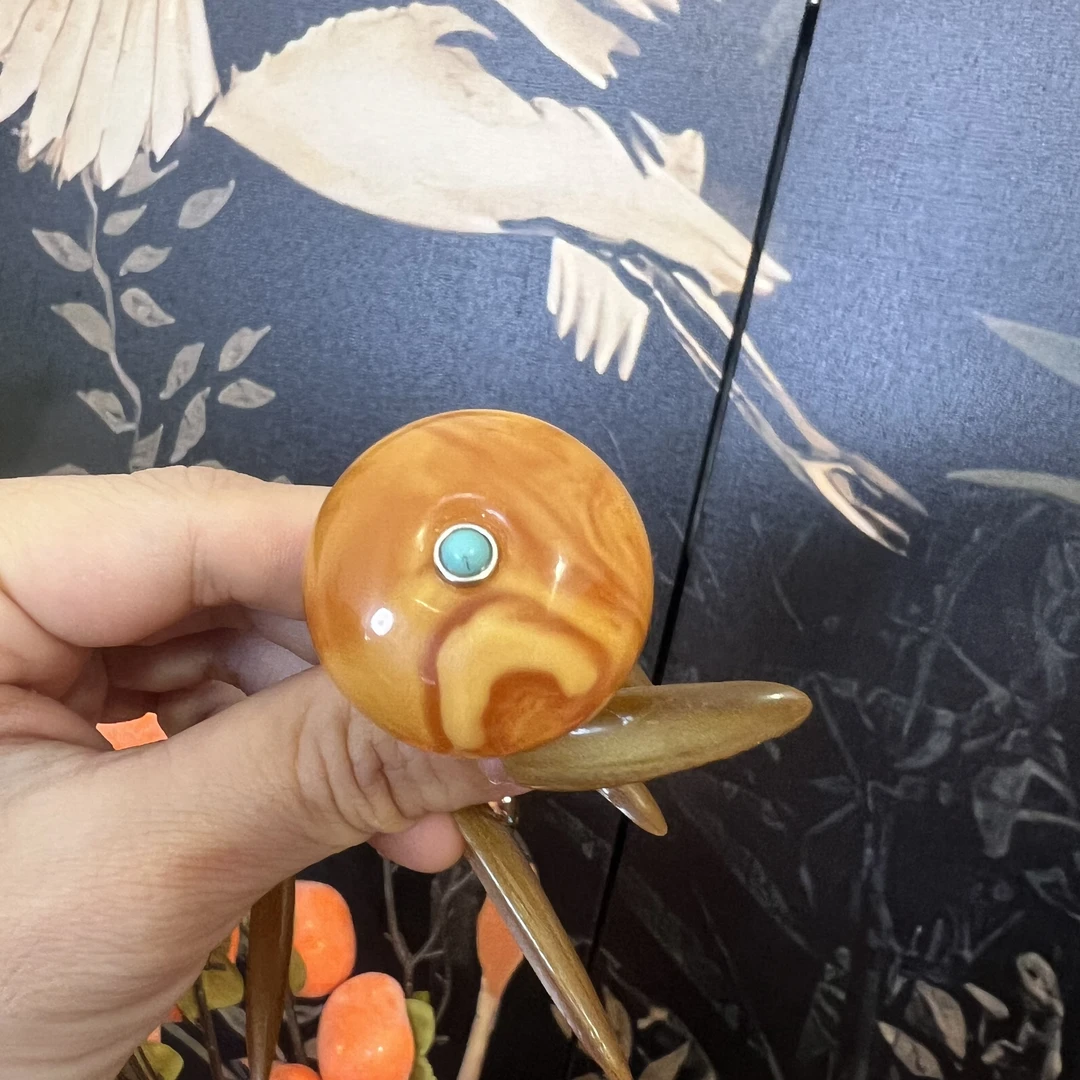 天然蜜蜡鸡油妖花925大戒指霸气