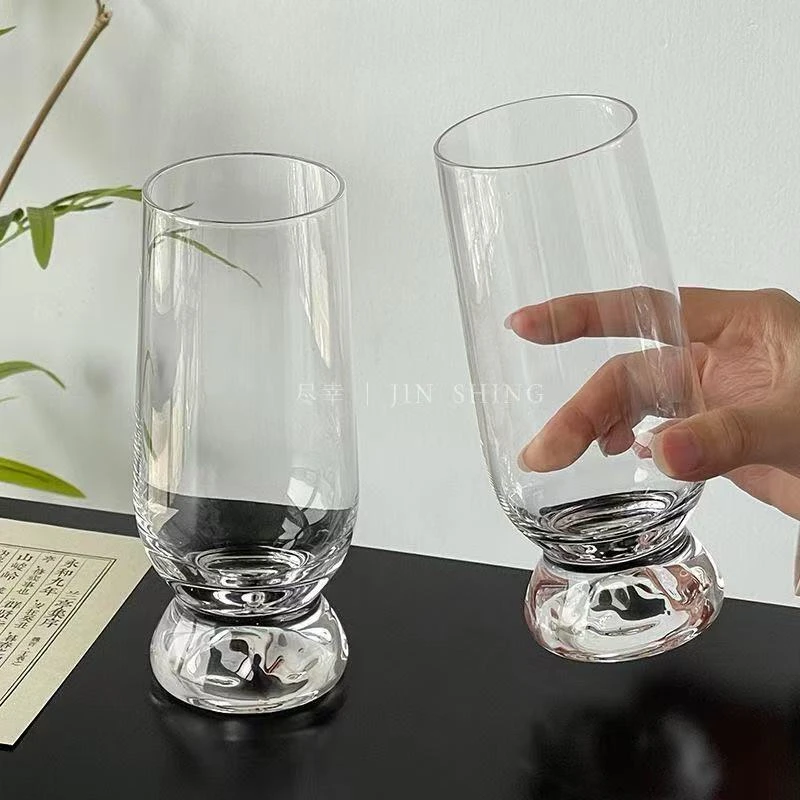 [璃斓堂]两只绿茶杯丨高档水晶茶杯啤酒杯中式厚底绿松石观山水具