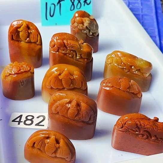 寿山石印石浙江红石手工纽10个