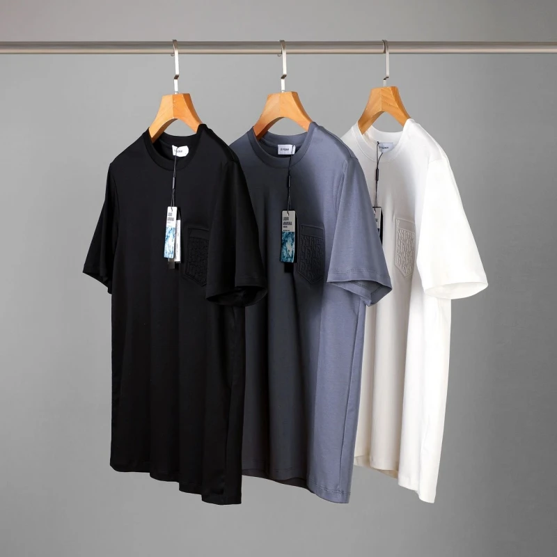 高端轻奢！夏季男士80S液氨丝光匹马棉3D浮雕印花意式百搭短袖