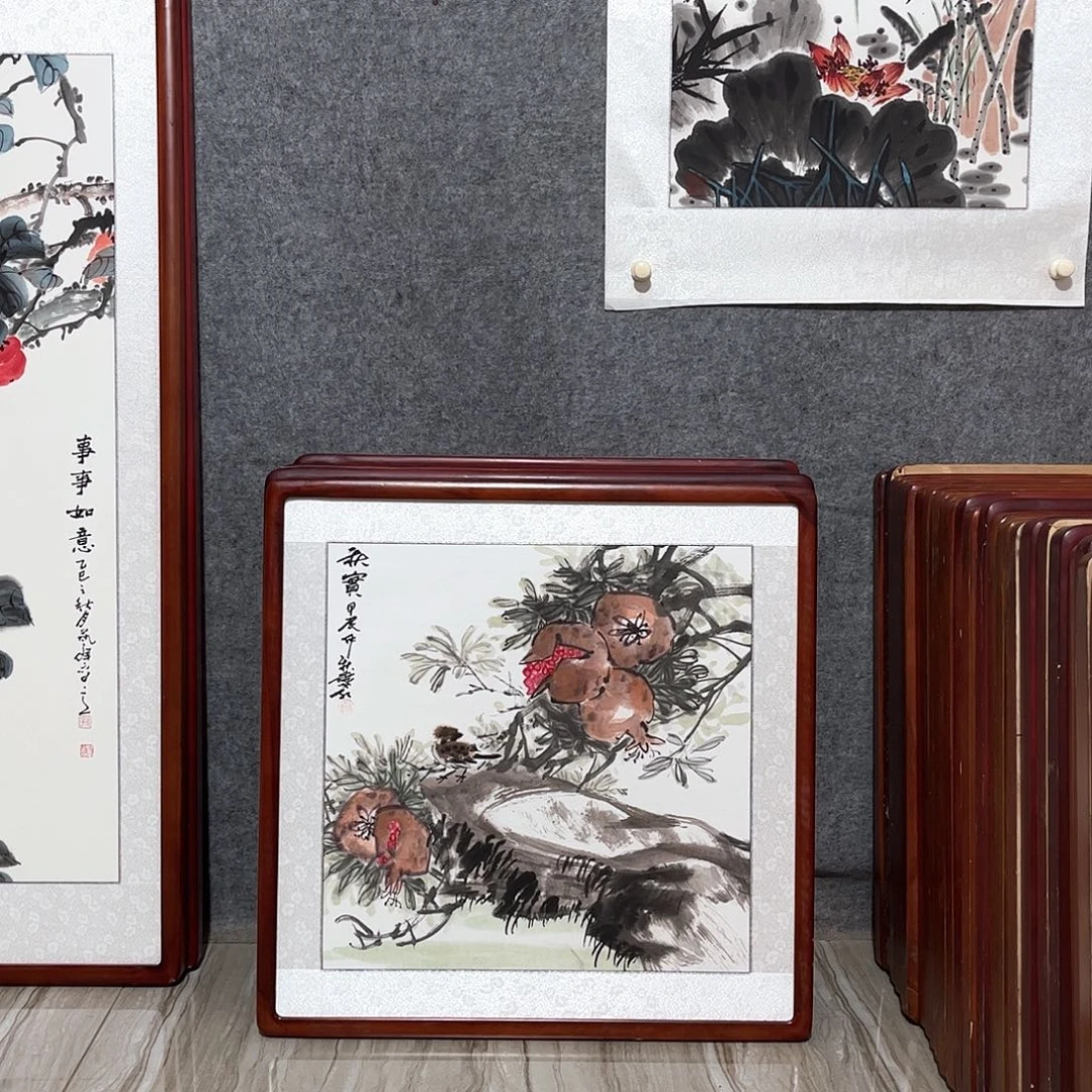国画书画作品带框63×63