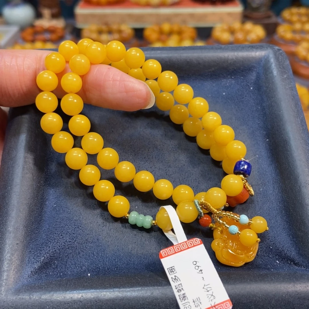 琥珀未镶嵌手链蜜蜡