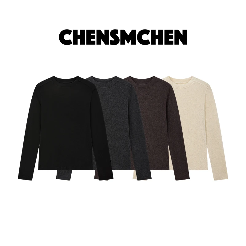 CHENSMCHEN 【暖宝宝】高弹亲肤多色圆领百搭休闲打底衫CSZX11900QQ