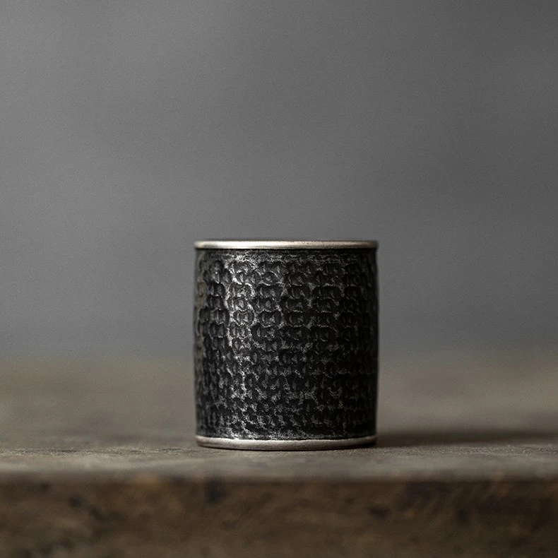 新款银斑釉盖置复古创意小摆件跳刀工艺陶瓷简约盖托手工锤纹茶道