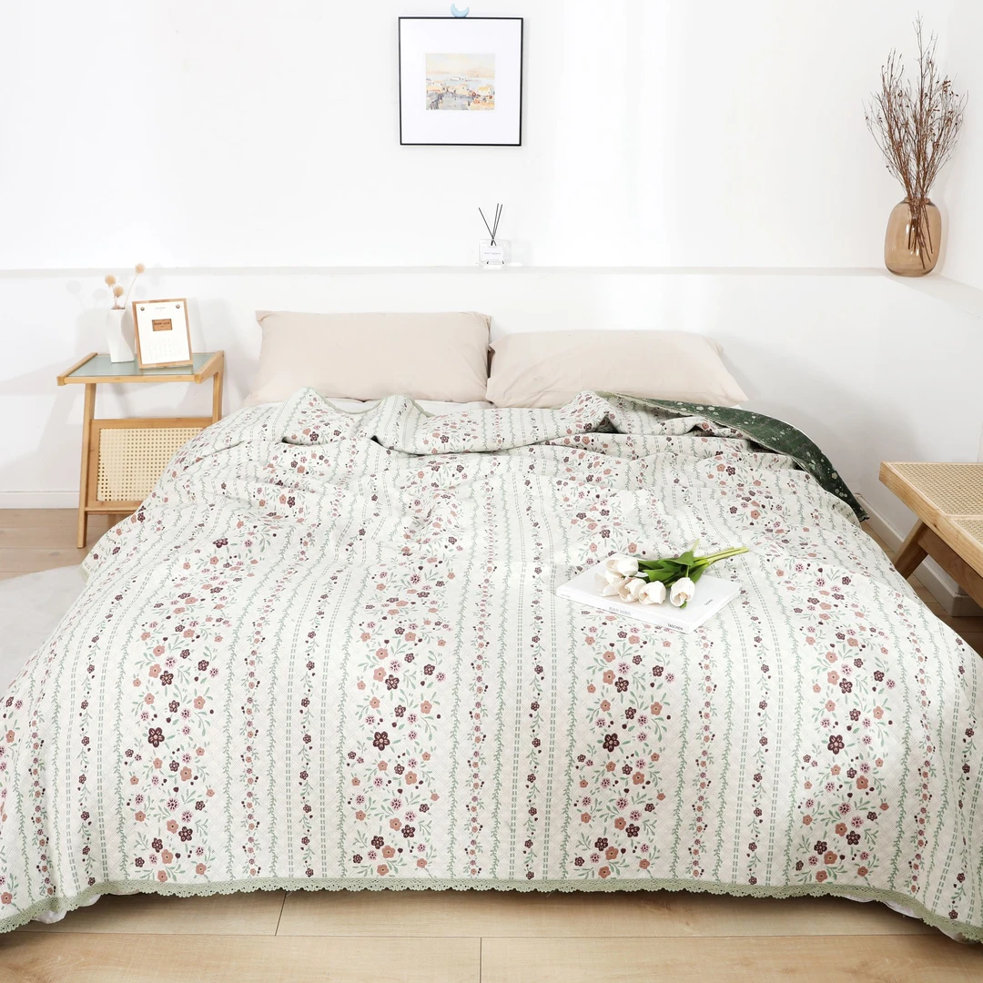 FREE HOME 秘境 全棉多层纱布百搭中古轻奢床盖220-240cm