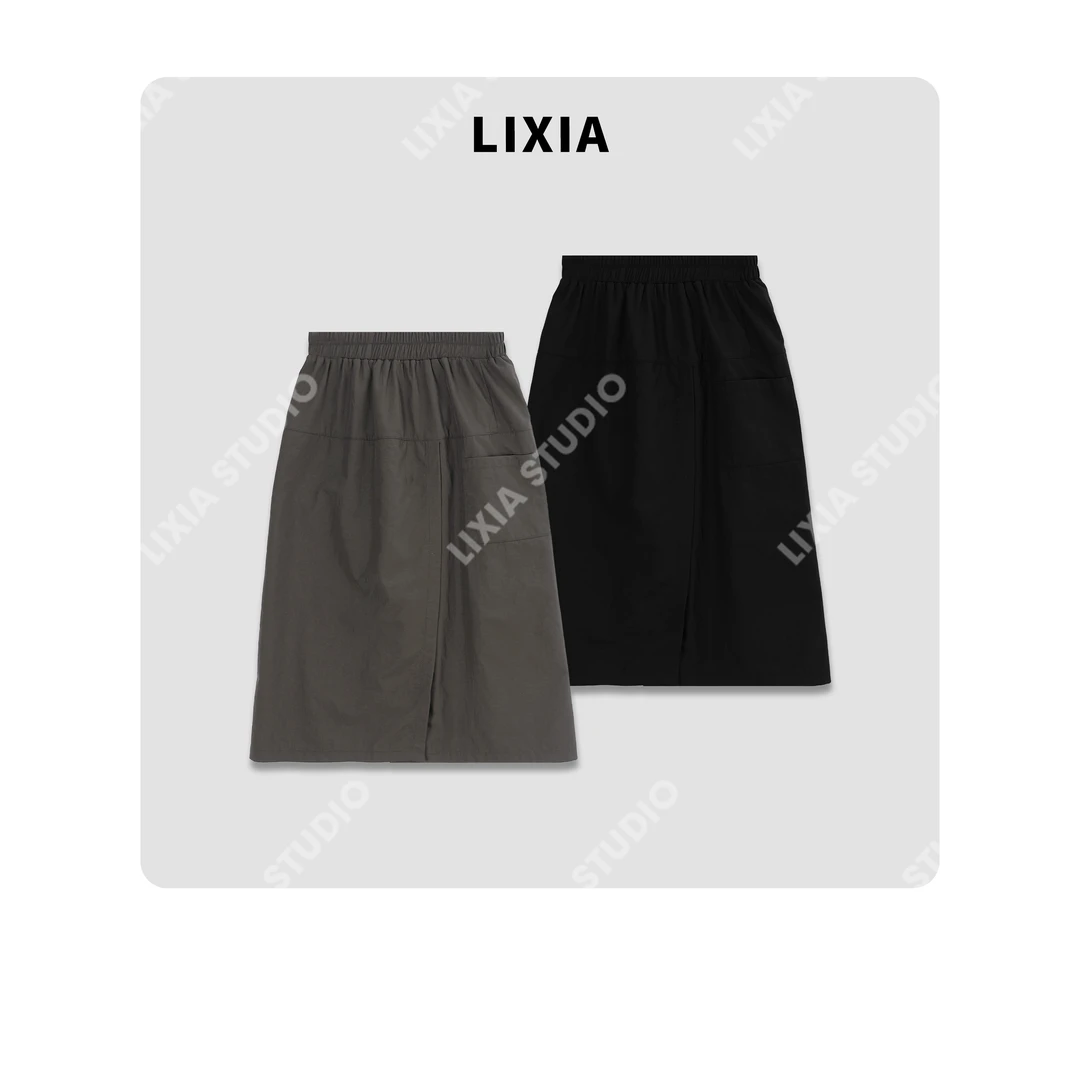 LIXIA【悠然出行】INS潮慵懒风休闲时尚通勤工装百搭中长裤裙-D9933