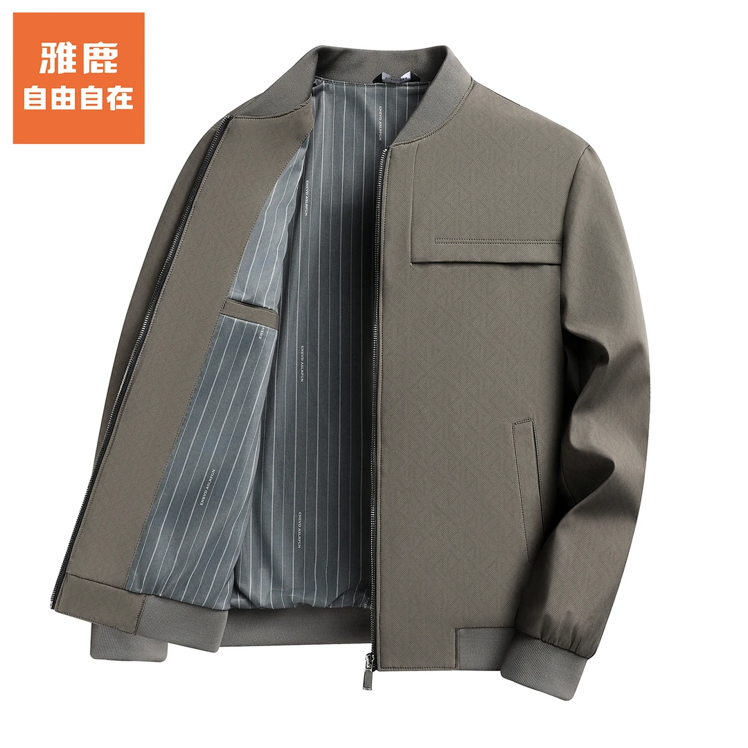 雅鹿•自由自在休闲夹克男商务时尚宽松棒球领春秋季百搭薄款外套