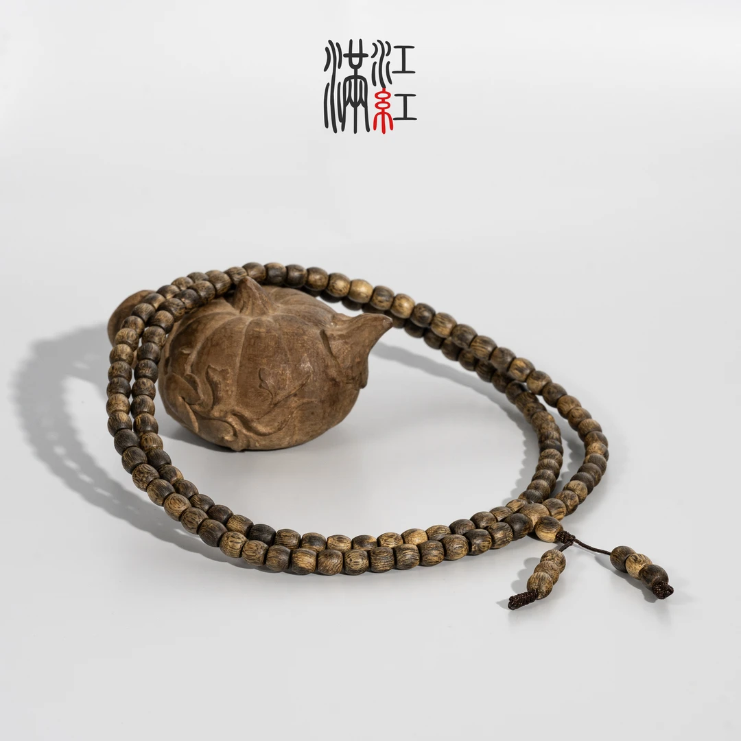 满江红 沉香手串一代老乌身/直切卡6.5鼓珠/沉水浮/莺歌绿棋楠WC1