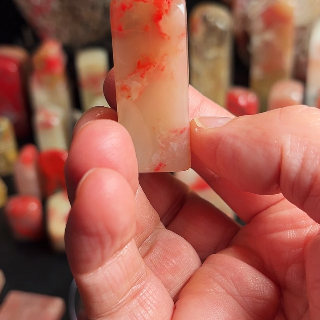 印石巴林石巴林玻璃冻鸡血石小章 特惠