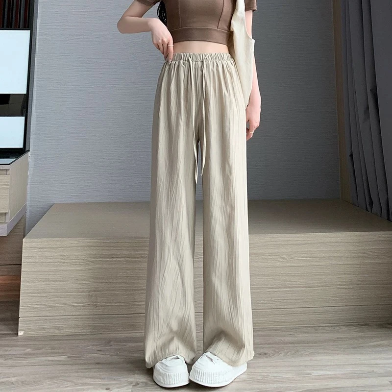 慵懒风褶皱阔腿裤
