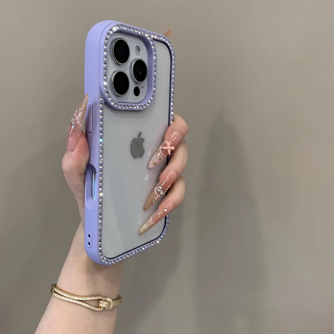 双面闪钻边框高级轻奢适用iPhone16promax苹果13/15手机壳14透明.