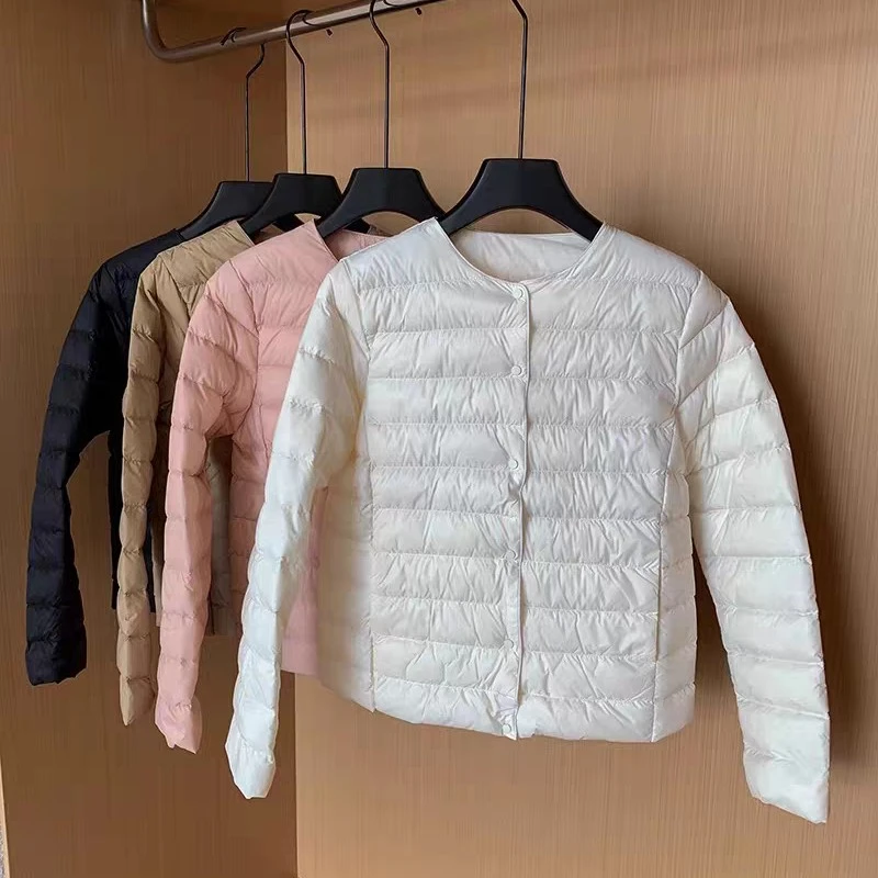 （欣姐臻选）新款轻薄女短款内胆外穿内搭圆领保暖大码外套2007