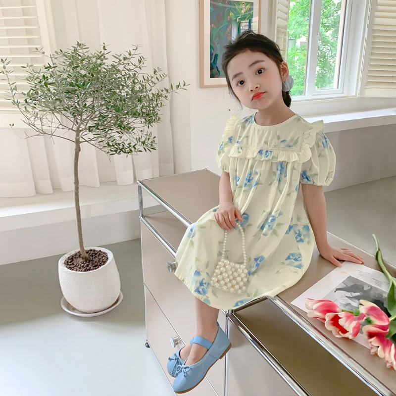 女童夏装连衣裙2025新款洋气儿童裙子夏季碎花短袖公主裙子-YGG