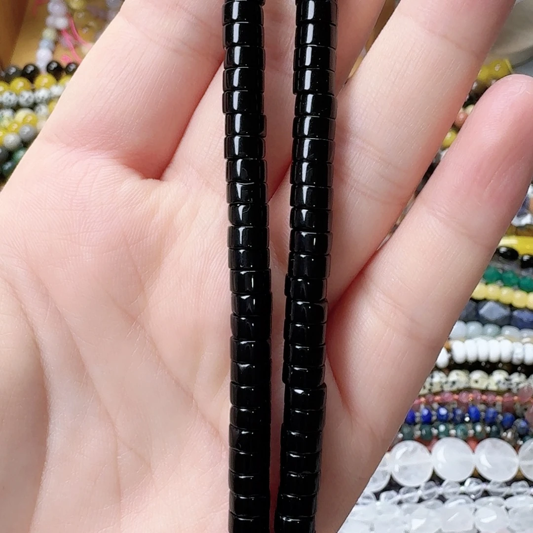 未镶嵌玛瑙/玉髓珠宝半成品黑曜石3*6一条