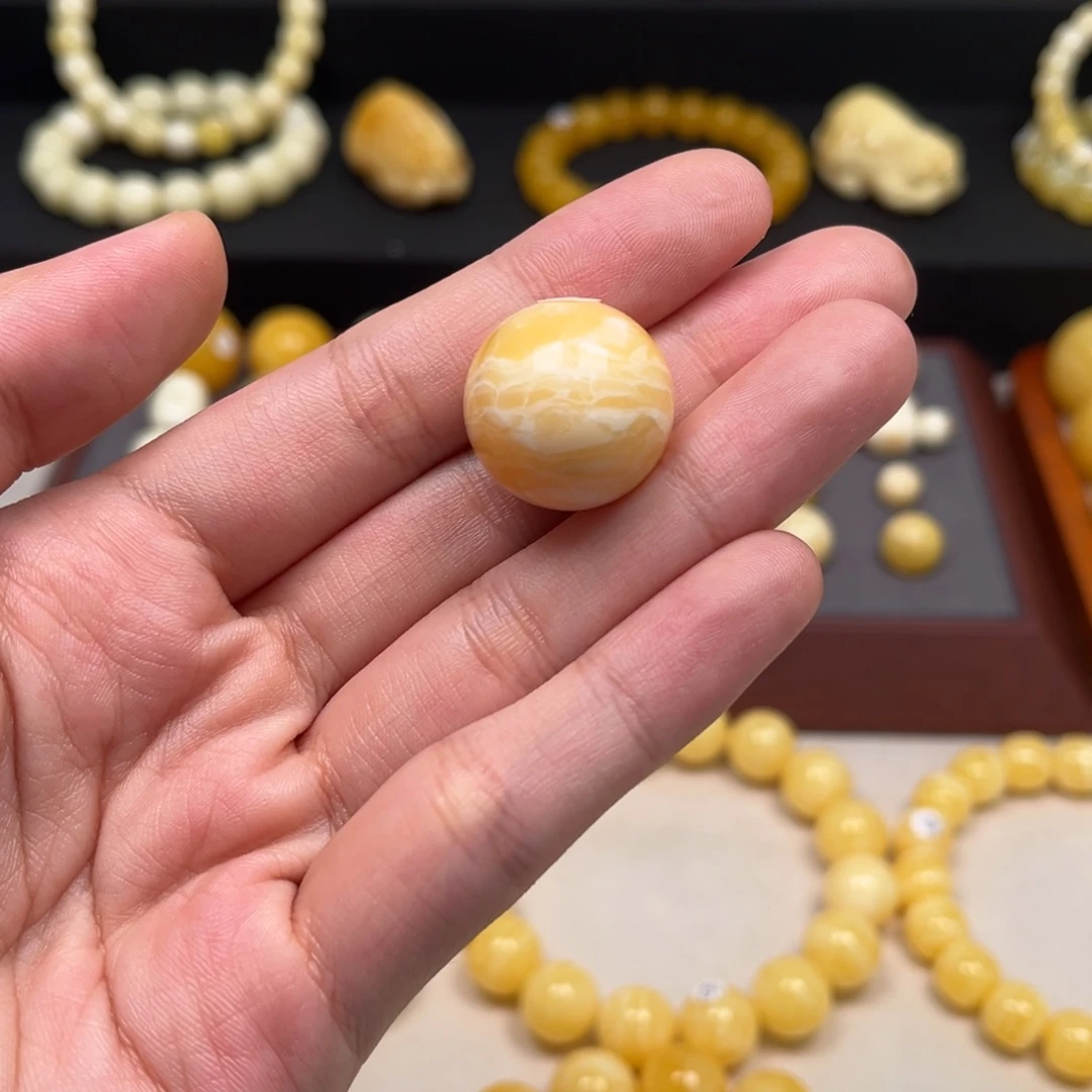 琥珀颈饰未镶嵌橘底小虎皮单珠20.1mm