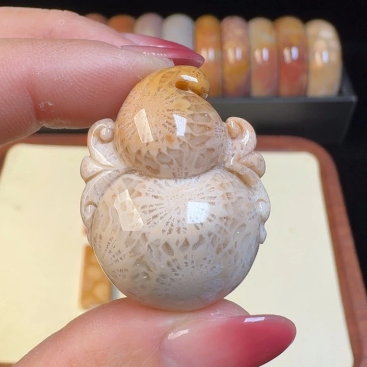 硅化玉未镶嵌吊坠(不含链)葫芦大花珊瑚玉吊坠