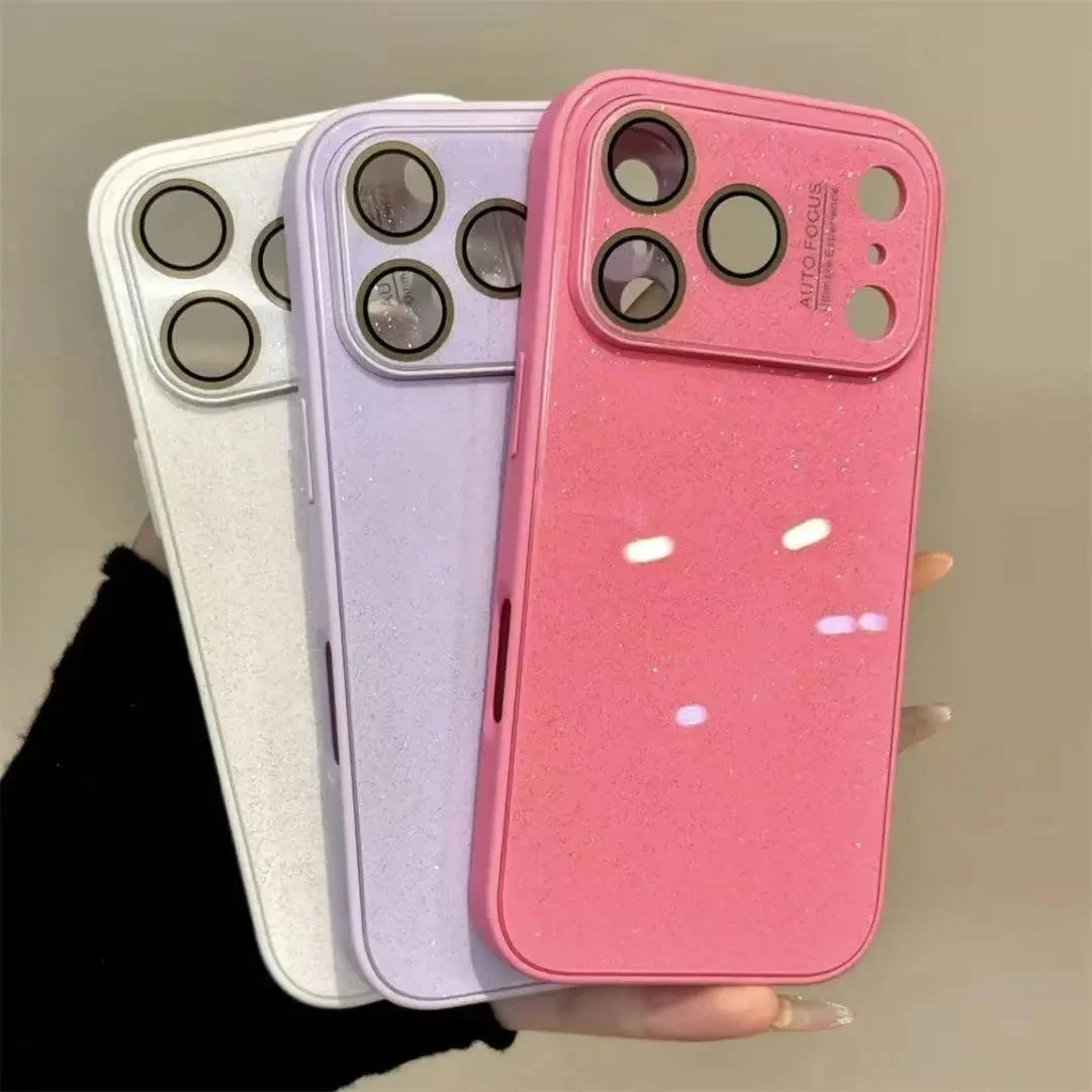 韩系ins闪粉大视窗纯色适用iPhone17promax苹果16手机壳15小众14