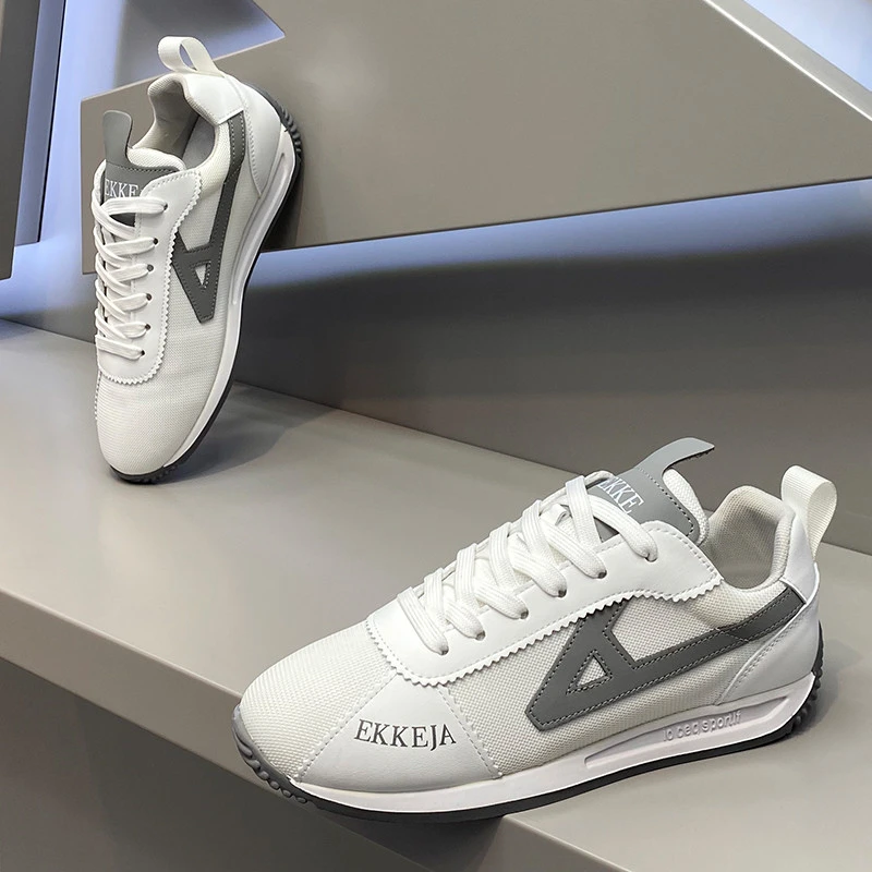 男鞋2025夏季新款时尚百搭软底低帮阿甘鞋网布透气防滑系带休闲鞋