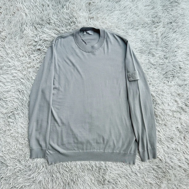 【断码特价】Stone Island石头岛 幽灵系列 纯色圆领长袖毛衣 灰色
