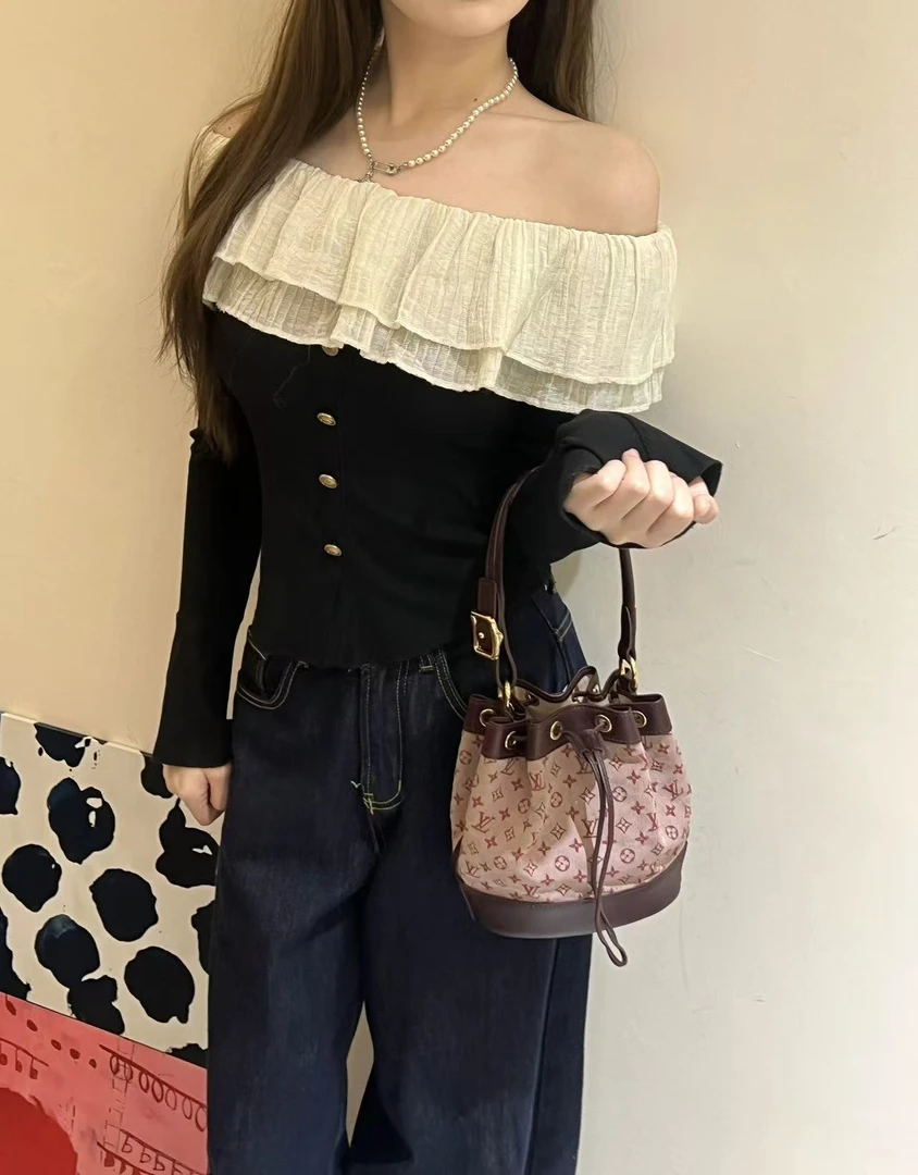 95新 LouisVuitton/路易威登 树莓粉抽绳水桶包
