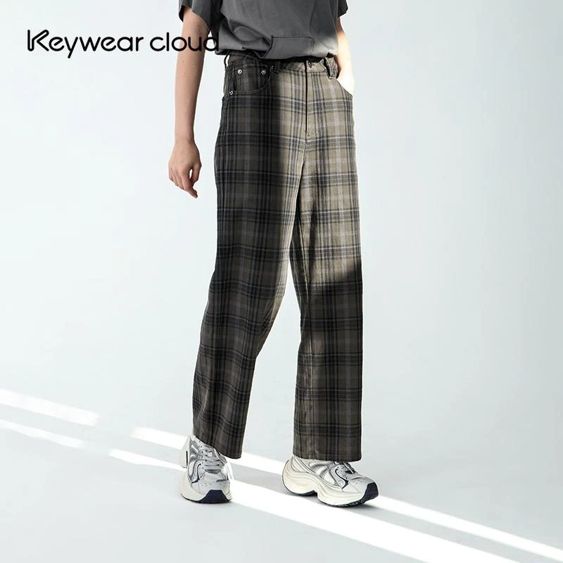Keywearcloud奇威复古格纹休闲裤