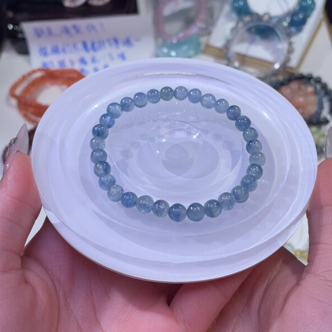 未镶嵌手链水晶拉丝蓝绿晶6mm