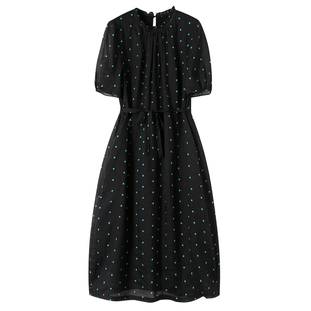 【吉岚严选】2025年夏季新款波点连衣裙收腰气质显瘦裙子L407038