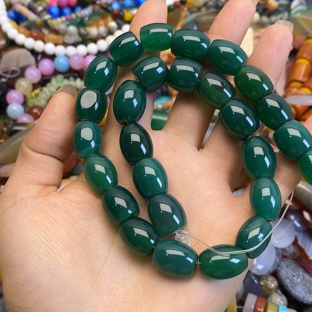 玛瑙/玉髓未镶嵌珠宝半成品玛瑙桶珠一条