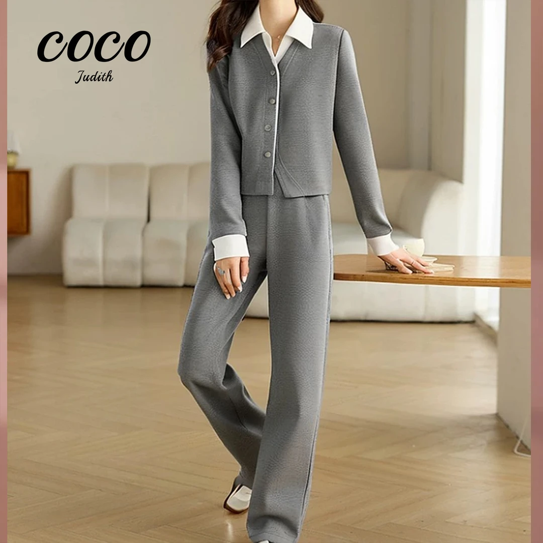 现货【RG5721】2025新款时尚气质百搭减龄修身显瘦新款休闲裤套装