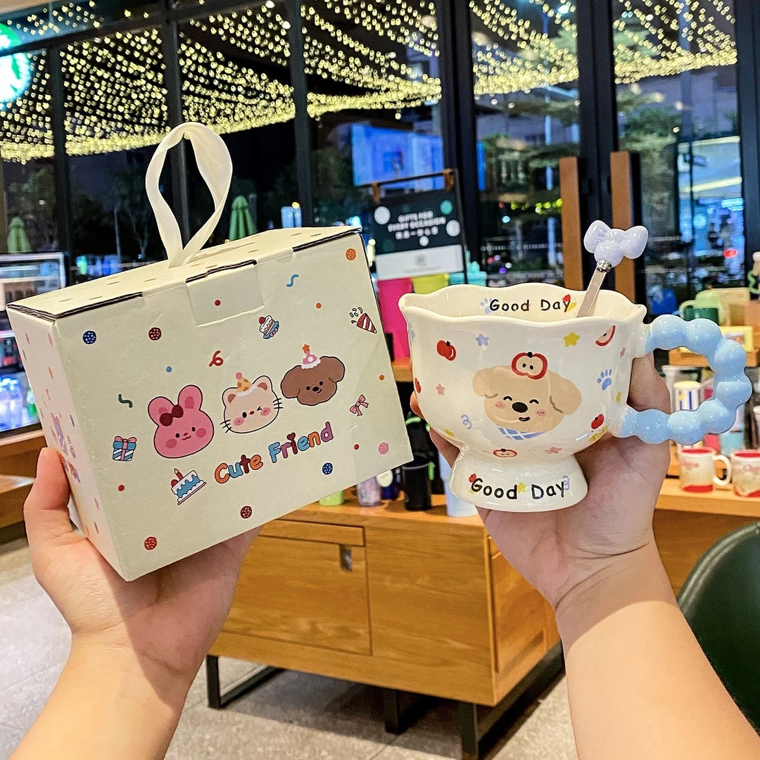 陶瓷ins风小狗马克杯高颜值杯子送女生情侣水杯生日礼物伴手礼AFF